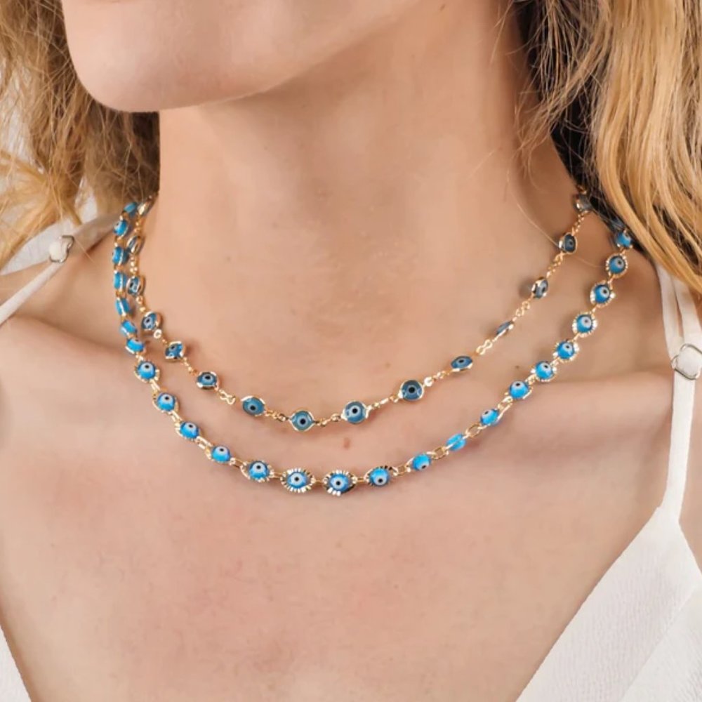 NEW Blue Eyes Gold Filled Necklace - Picture 2 of 4